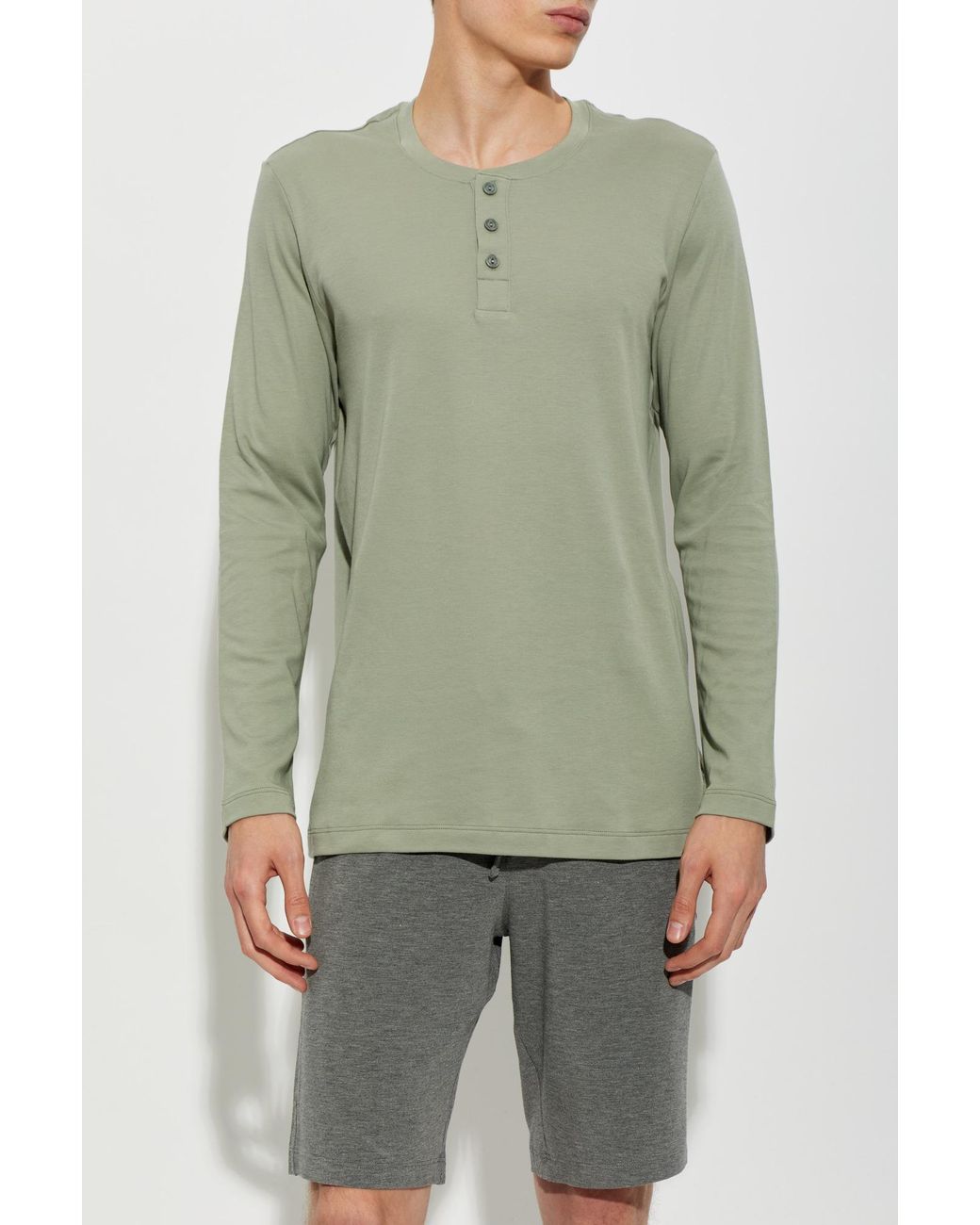 Hanro Green Lingerie Long-Sleeved T-Shirt From The 'Cozy Comfort' Line for men