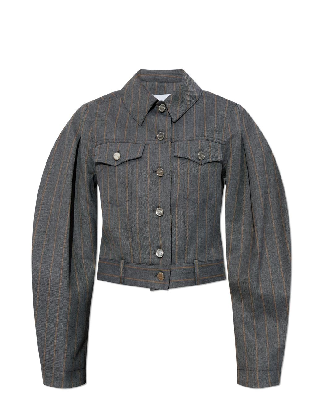 Ganni Gray Jacket With Pinstripe Pattern