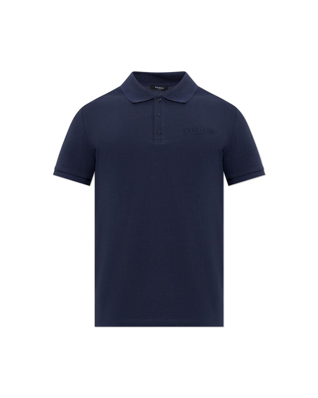 Balmain Blue Polo With Embroidered Logo for men