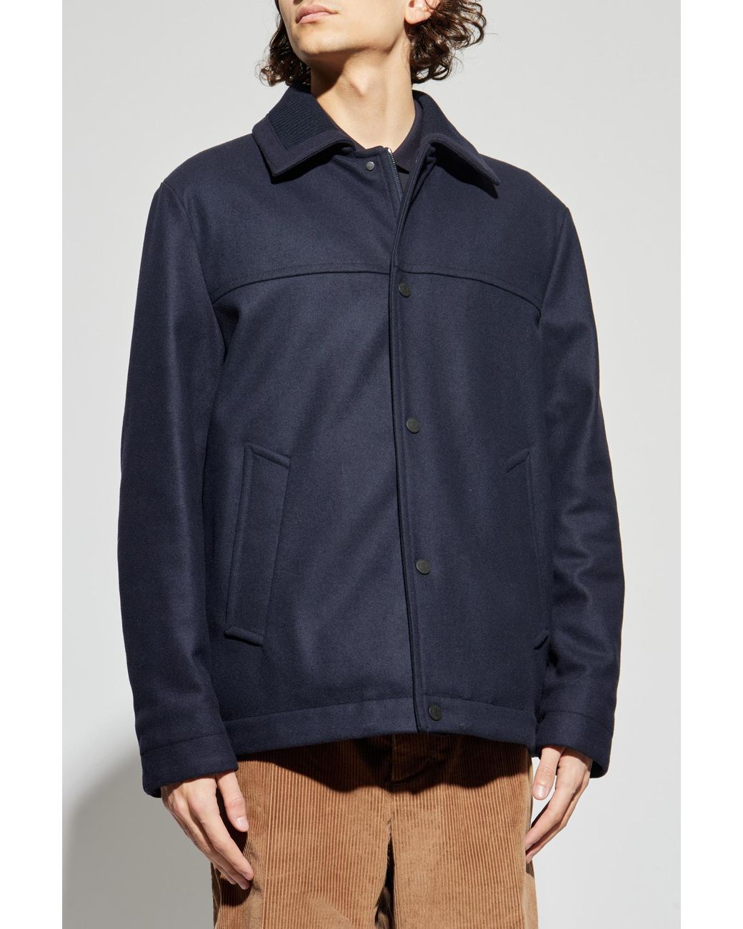 Moncler Blue Wool Down Jacket for men