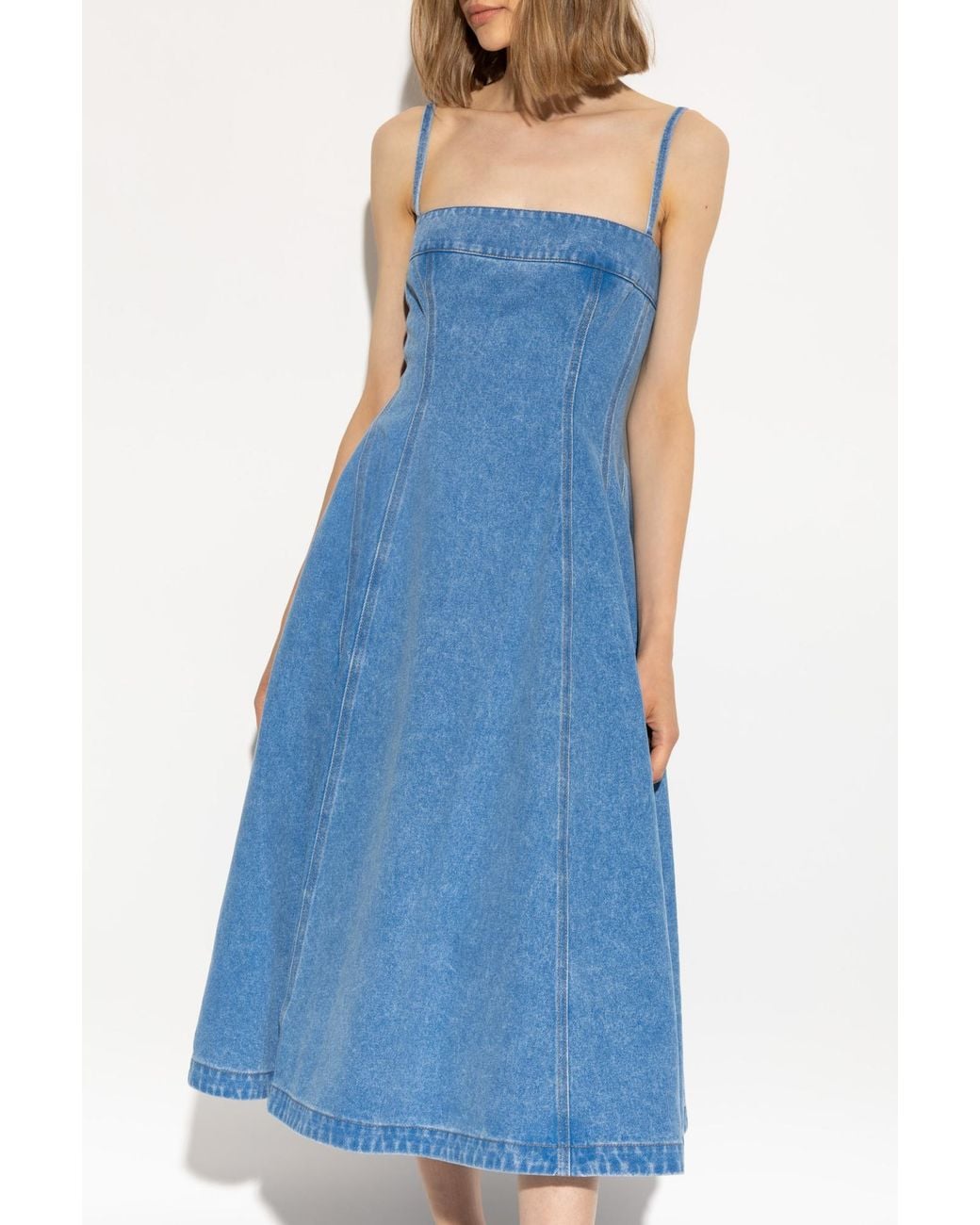 Marni Denim Dress With Straps in Blue | Lyst