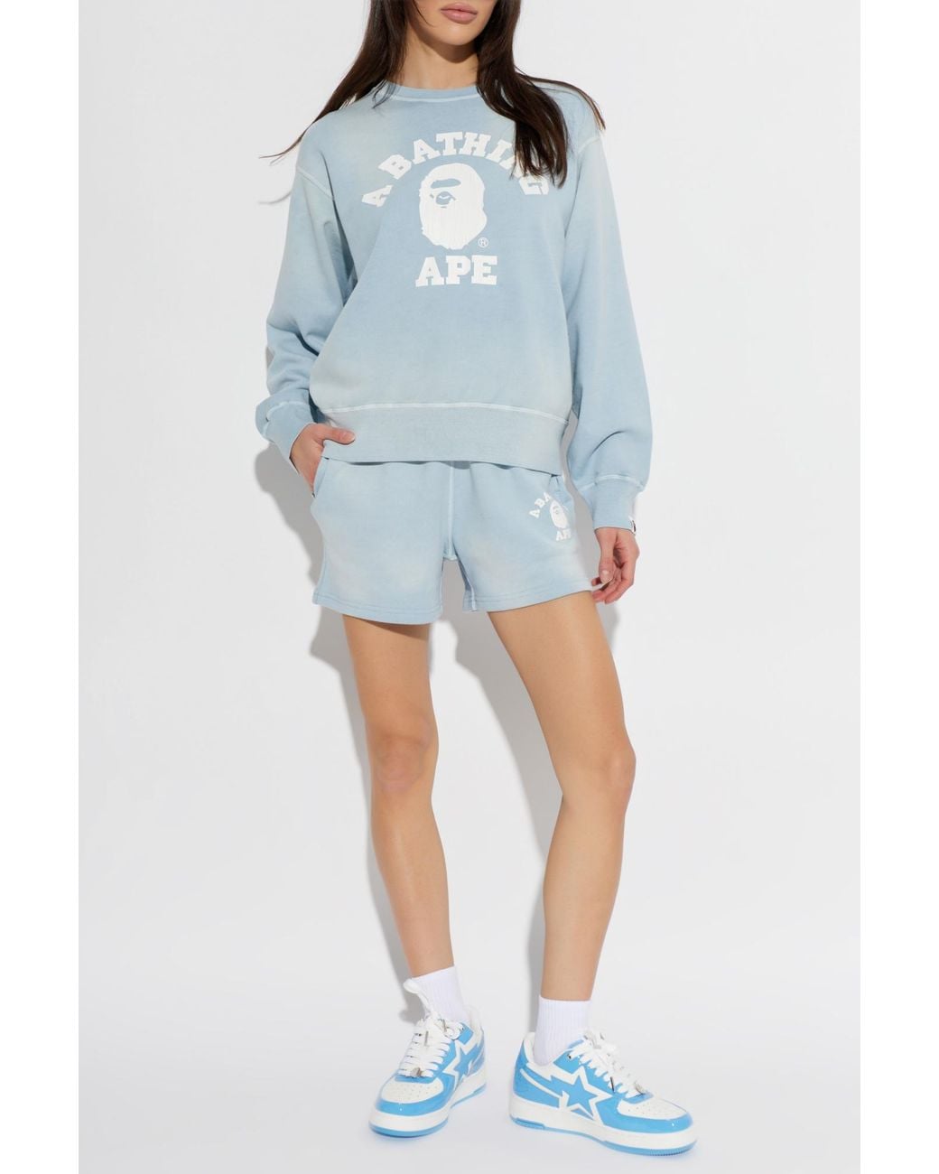 A Bathing Ape Blue Shorts With Logo