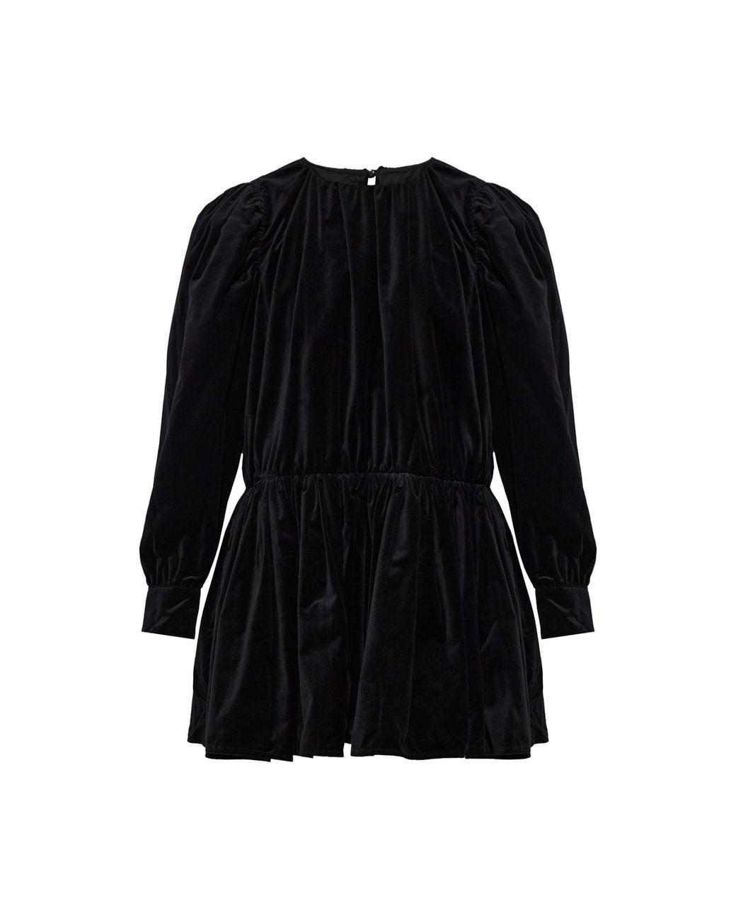 Ganni Black Short Dress With Puff Sleeves