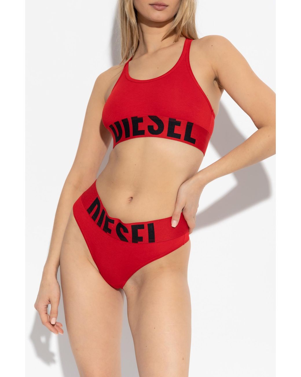 DIESEL Red Bra Ufsb-Cotton-Race-Bralette