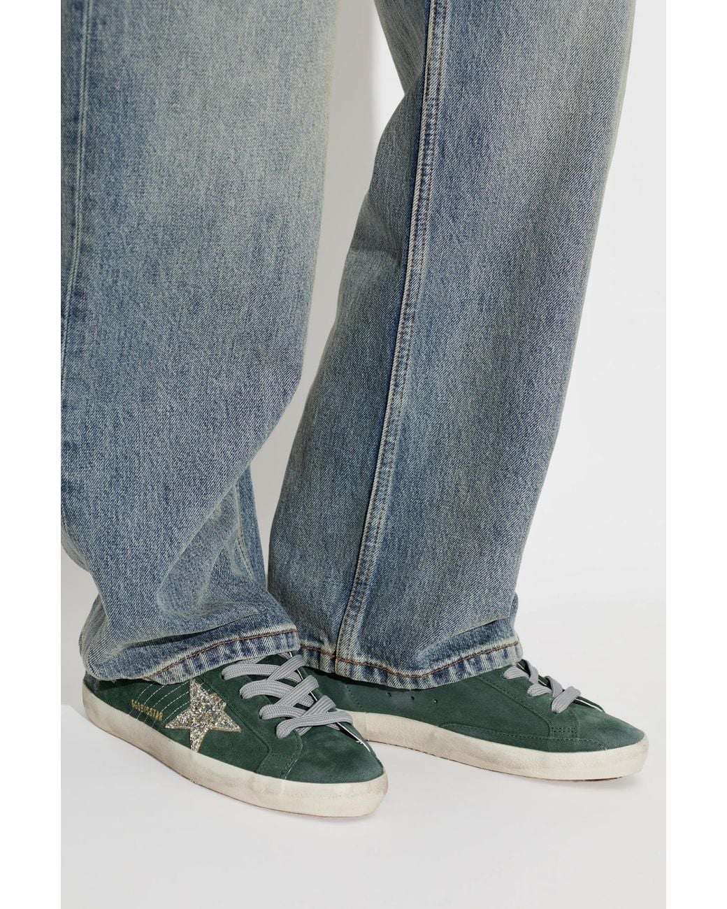 Golden Goose Deluxe Brand Green 'Super-Star Classic With List' Sports Shoes