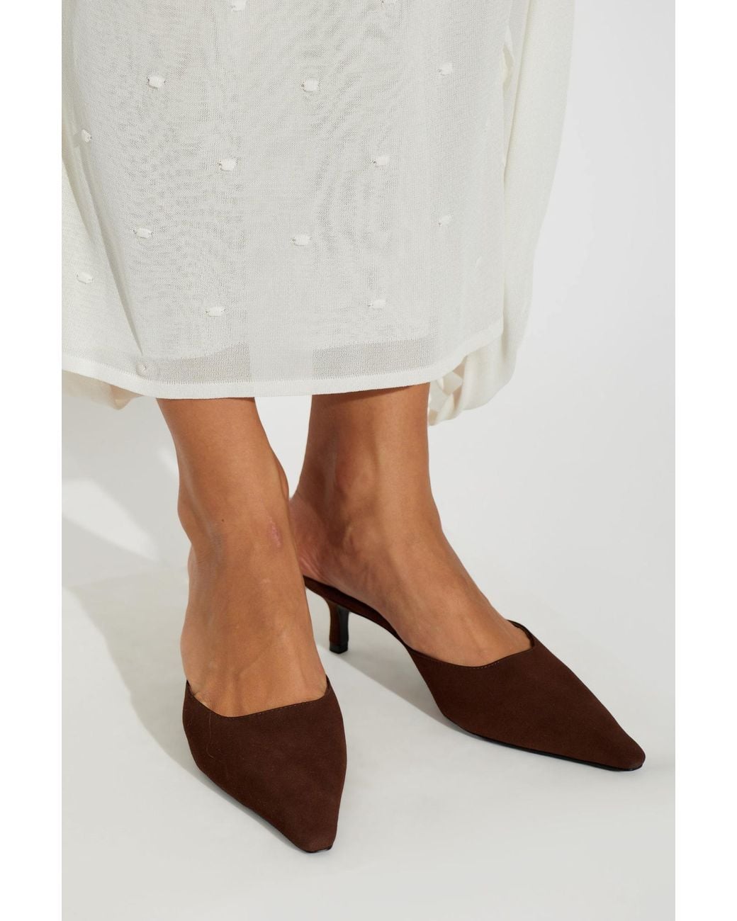 Black Suede Studio Brown Suede Heeled Mules 'Riley 50'