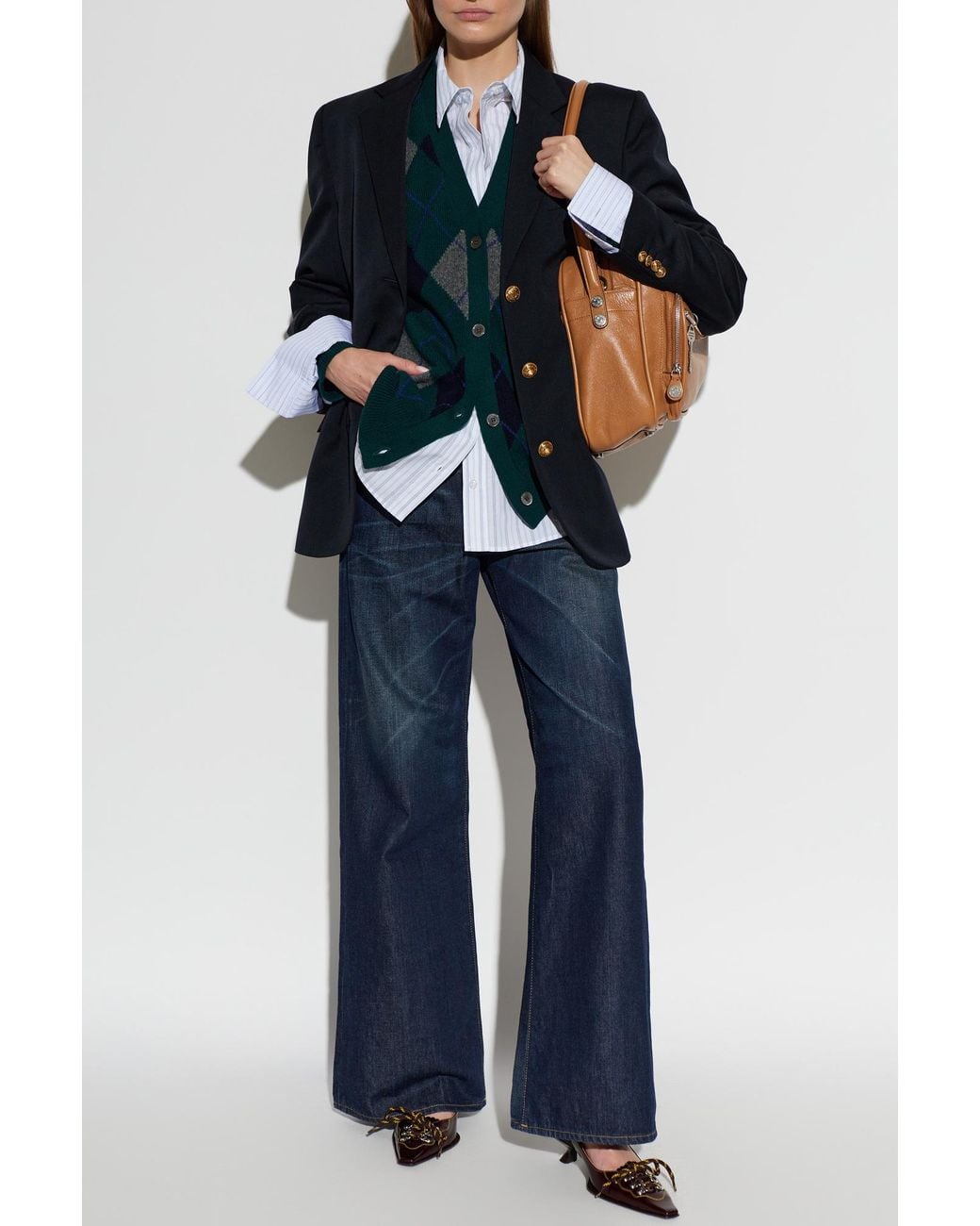 &Daughter Green Wool Cardigan 'Ava Argyle'