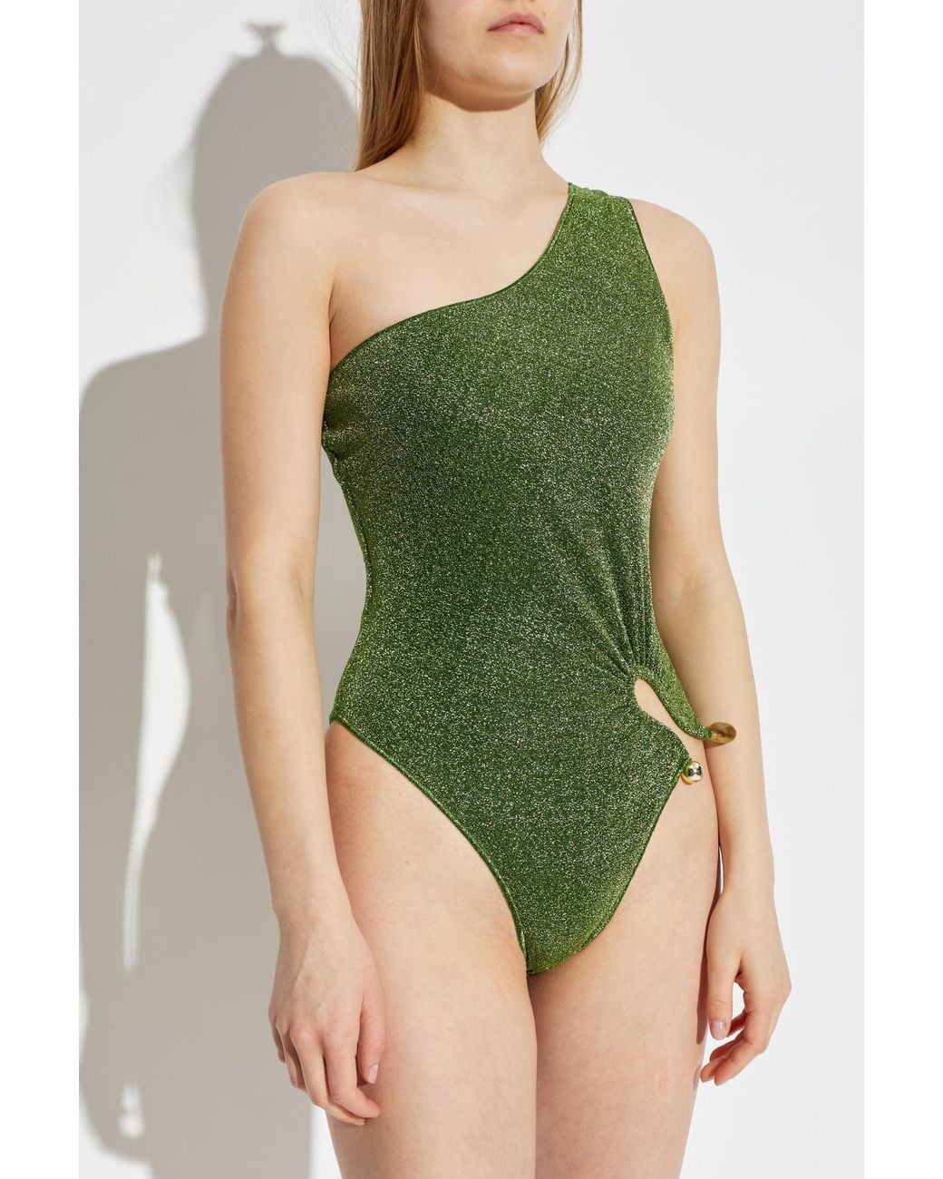 Oseree Green One-Piece Swimsuit With Lurex Thread