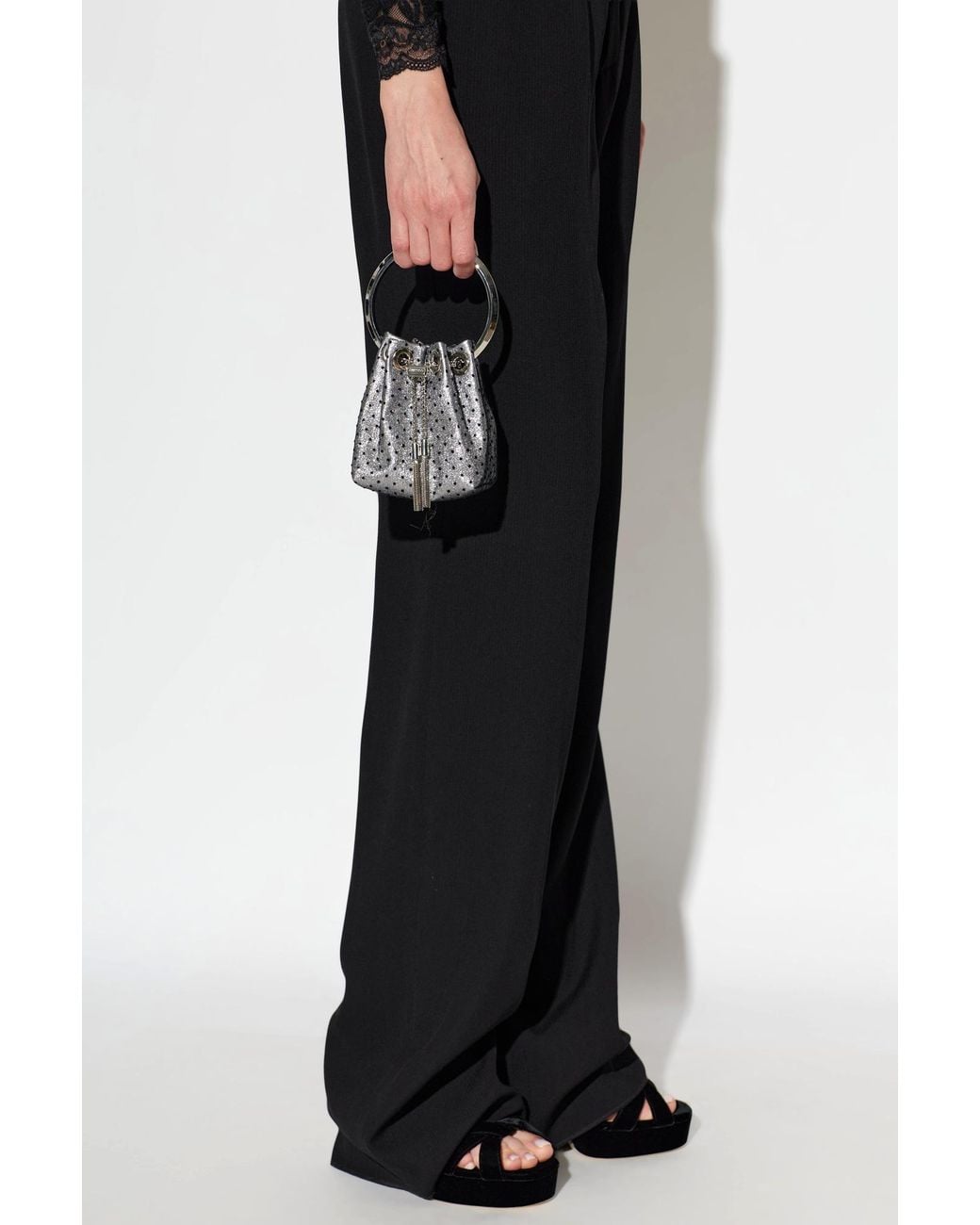 Jimmy Choo Metallic 'Micro Bon Bon' Bucket Bag