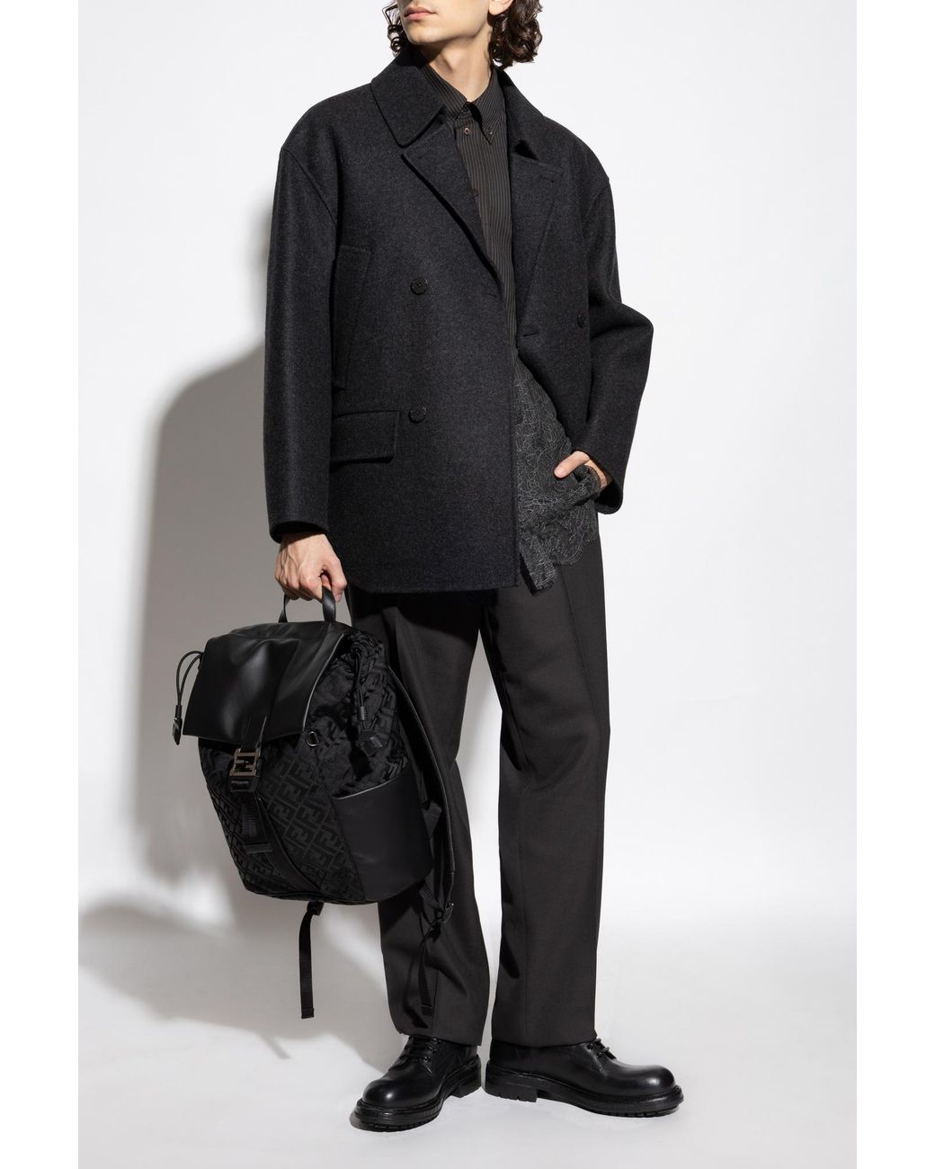 Fendi Black Wool Jacket for men