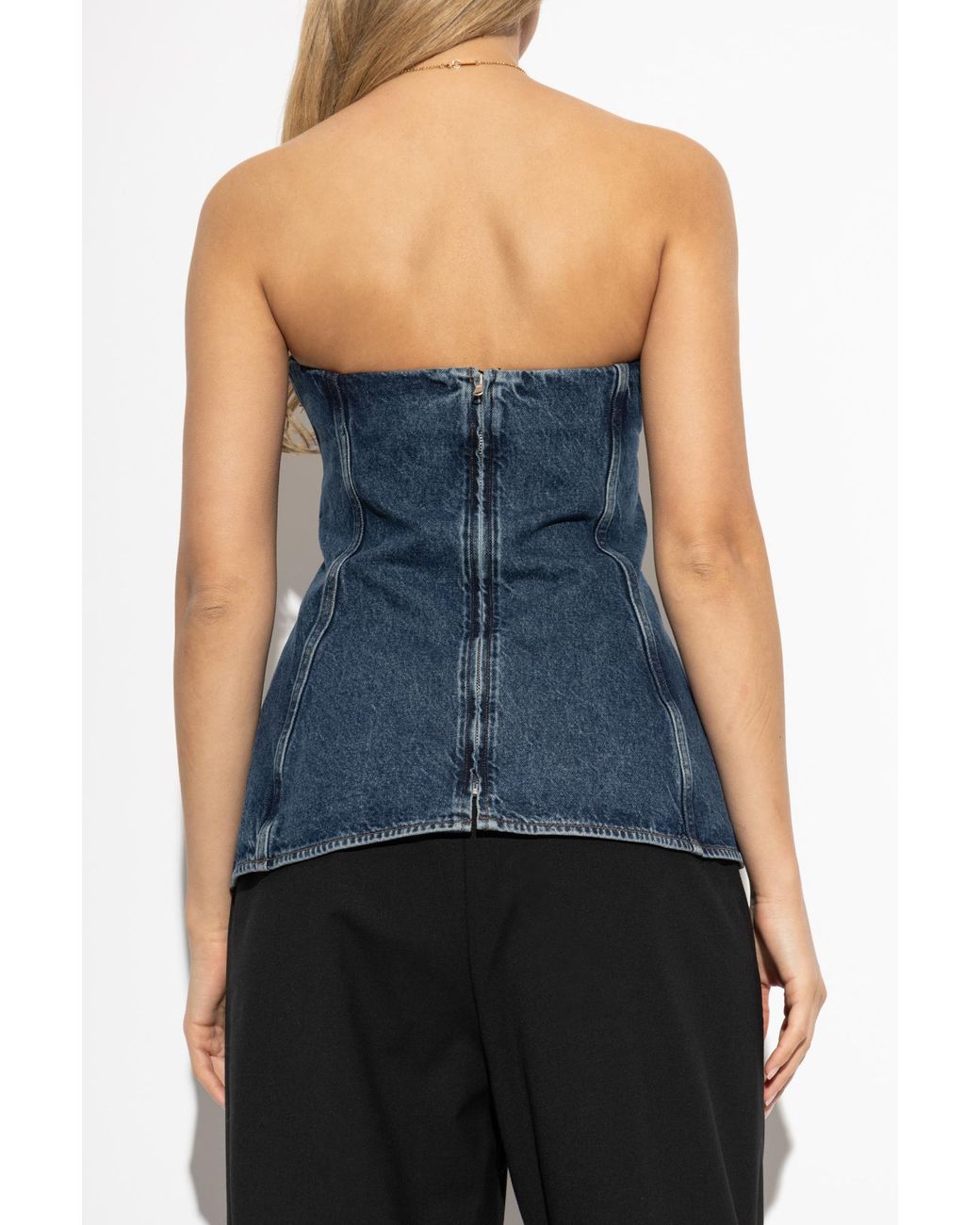 Agolde Blue Strapless Denim Top