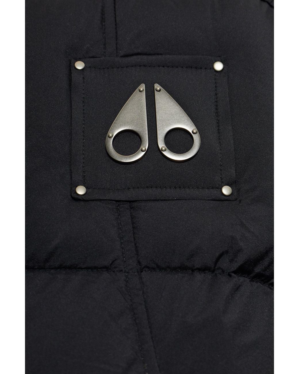 Moose Knuckles Black Down Gilet With Logo Application for men
