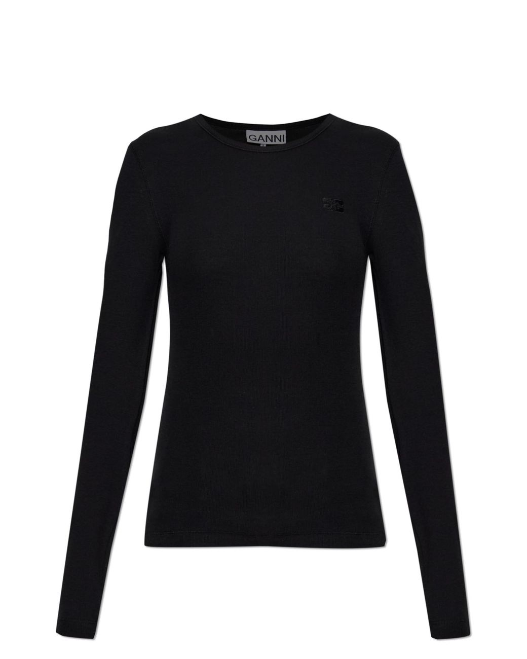 Ganni Black Long-Sleeve Top