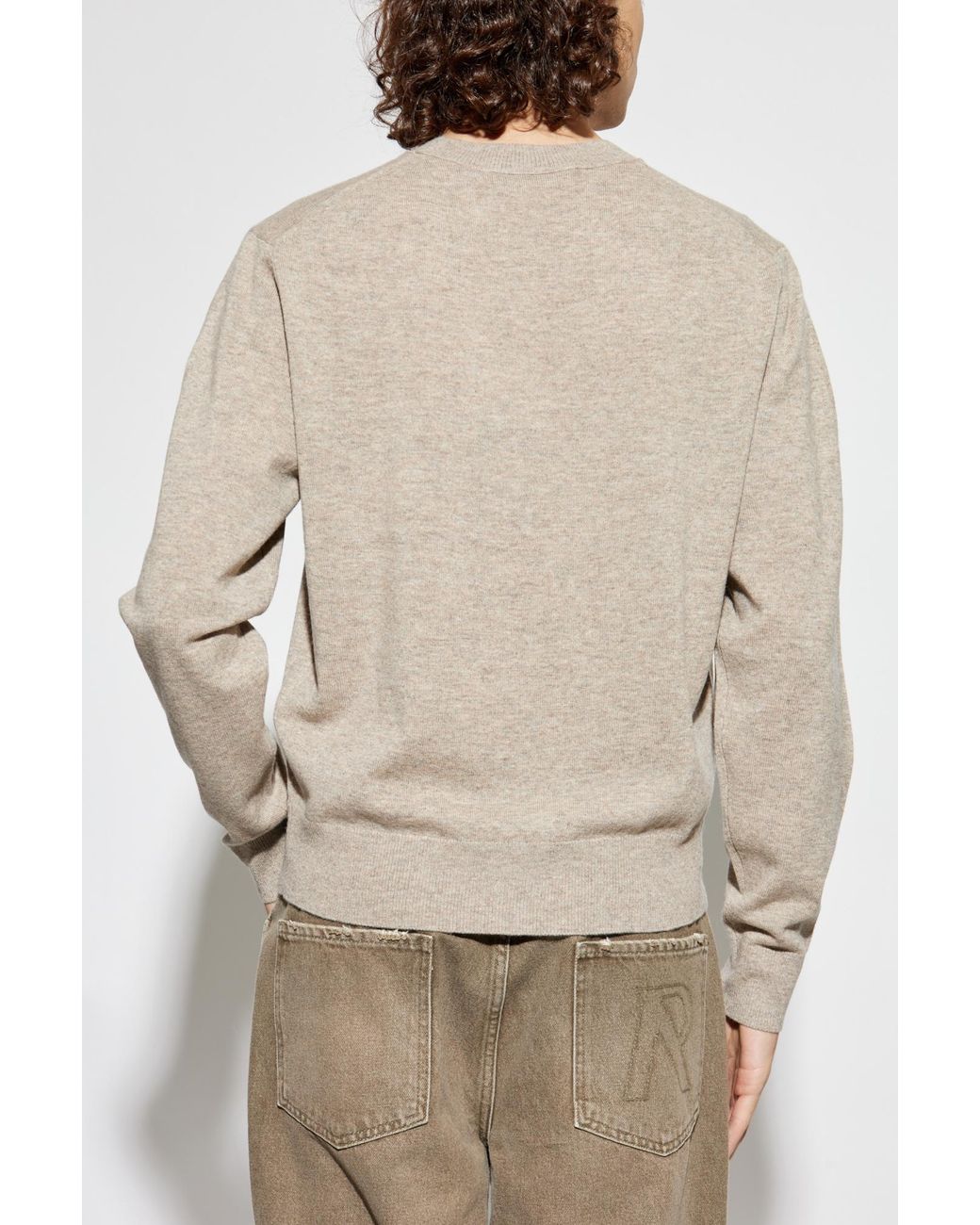 Acne Natural Wool Sweater With Logo for men