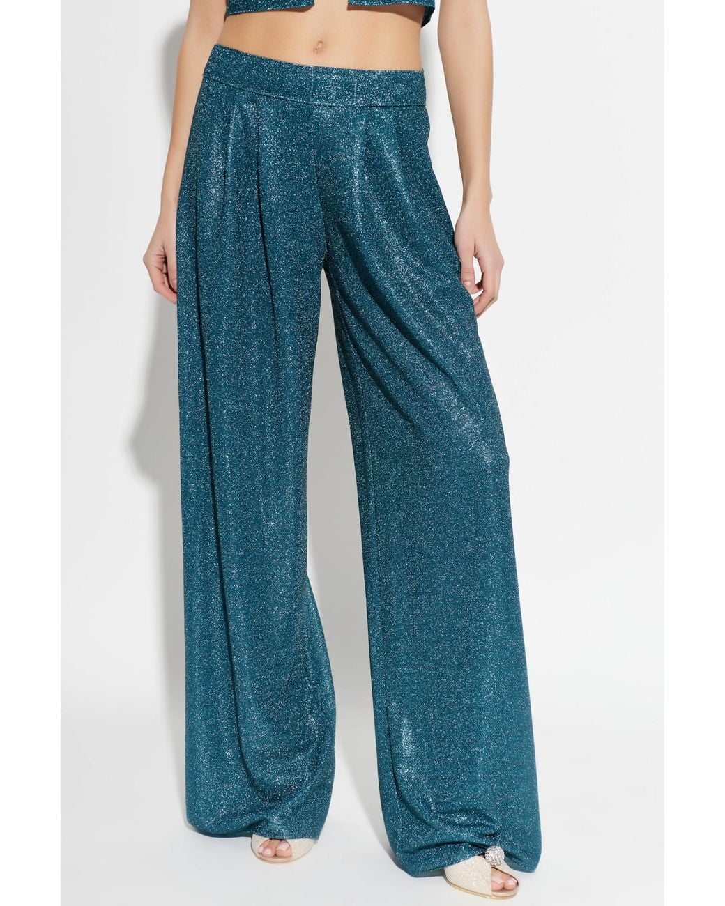 Oseree Blue Pants With Lurex Thread