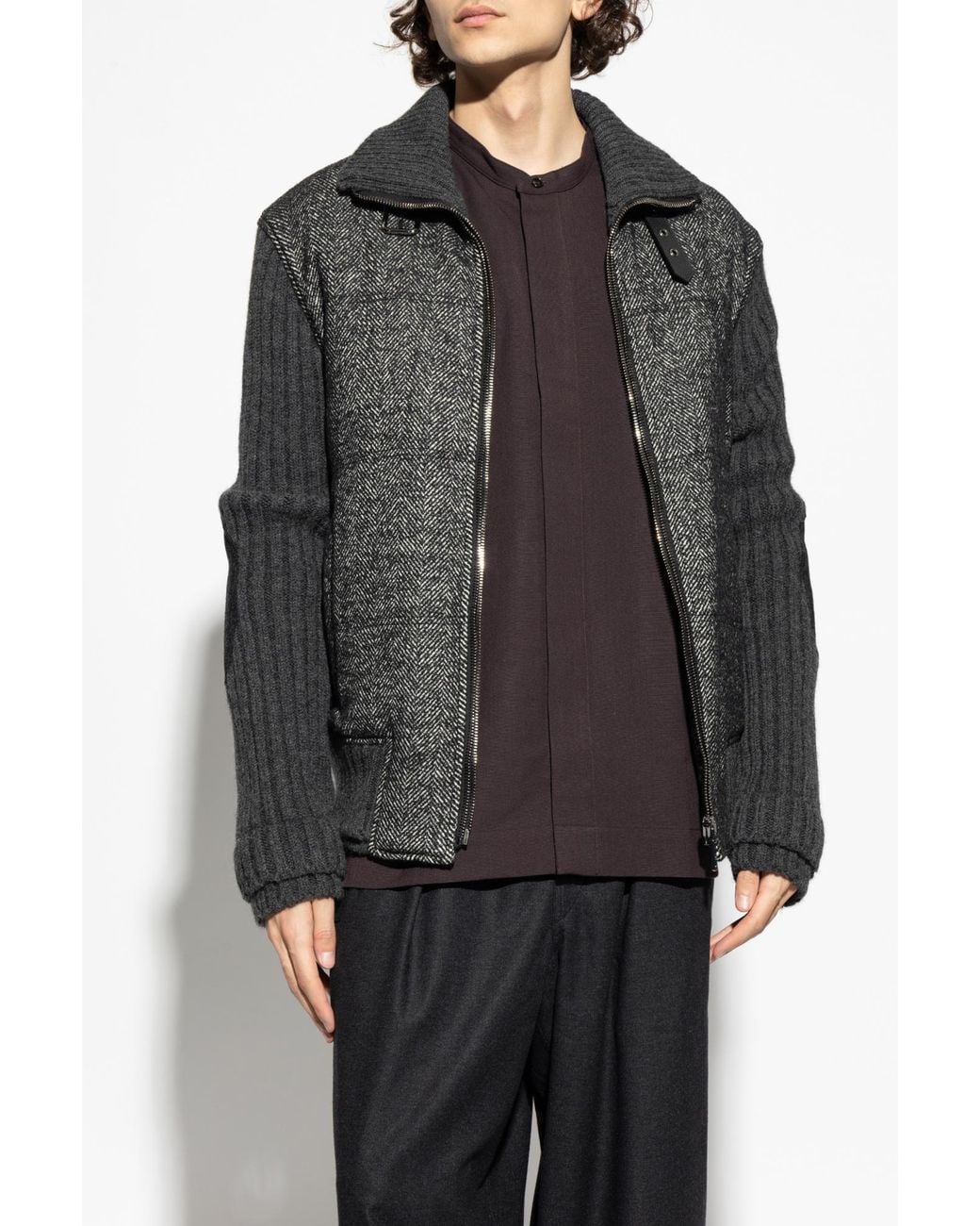 Dolce & Gabbana Black Jacket With A Herringbone Pattern for men