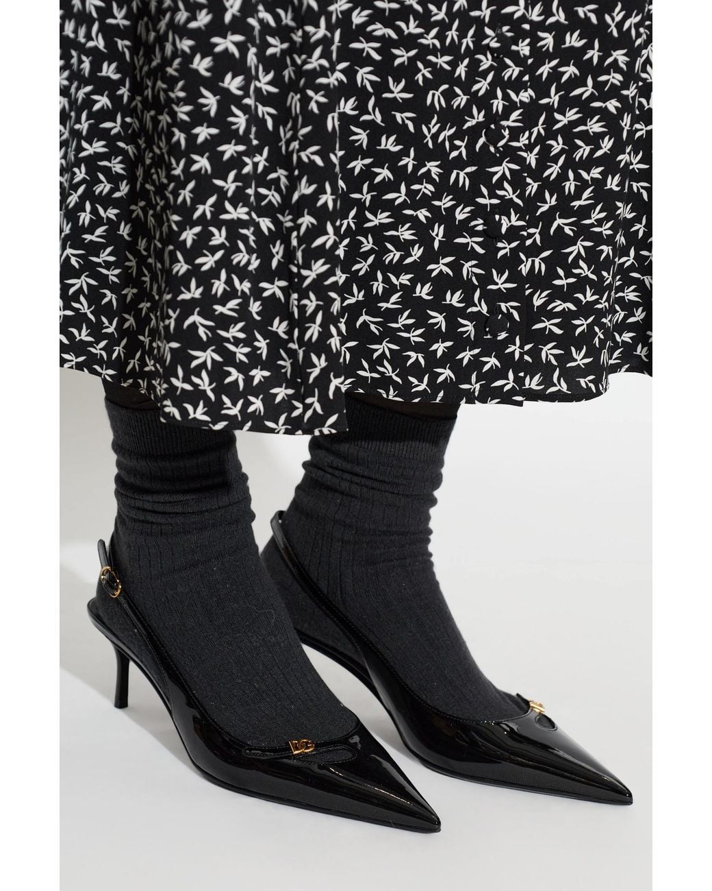 Dolce & Gabbana Black Leather Heeled Shoes