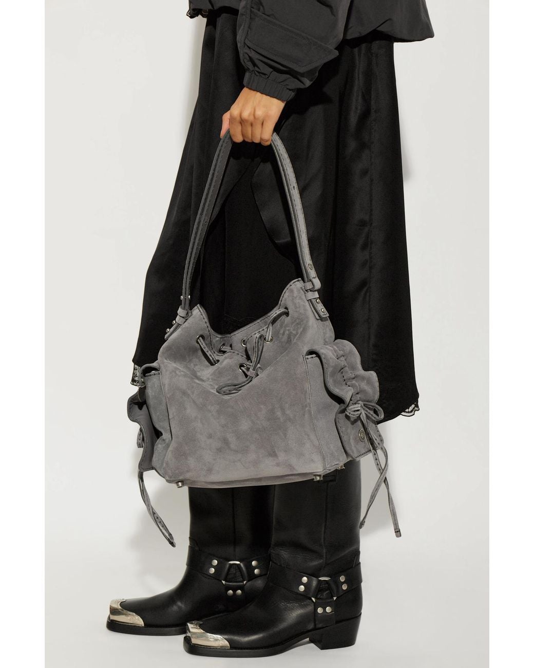 Acne Gray Suede Bag