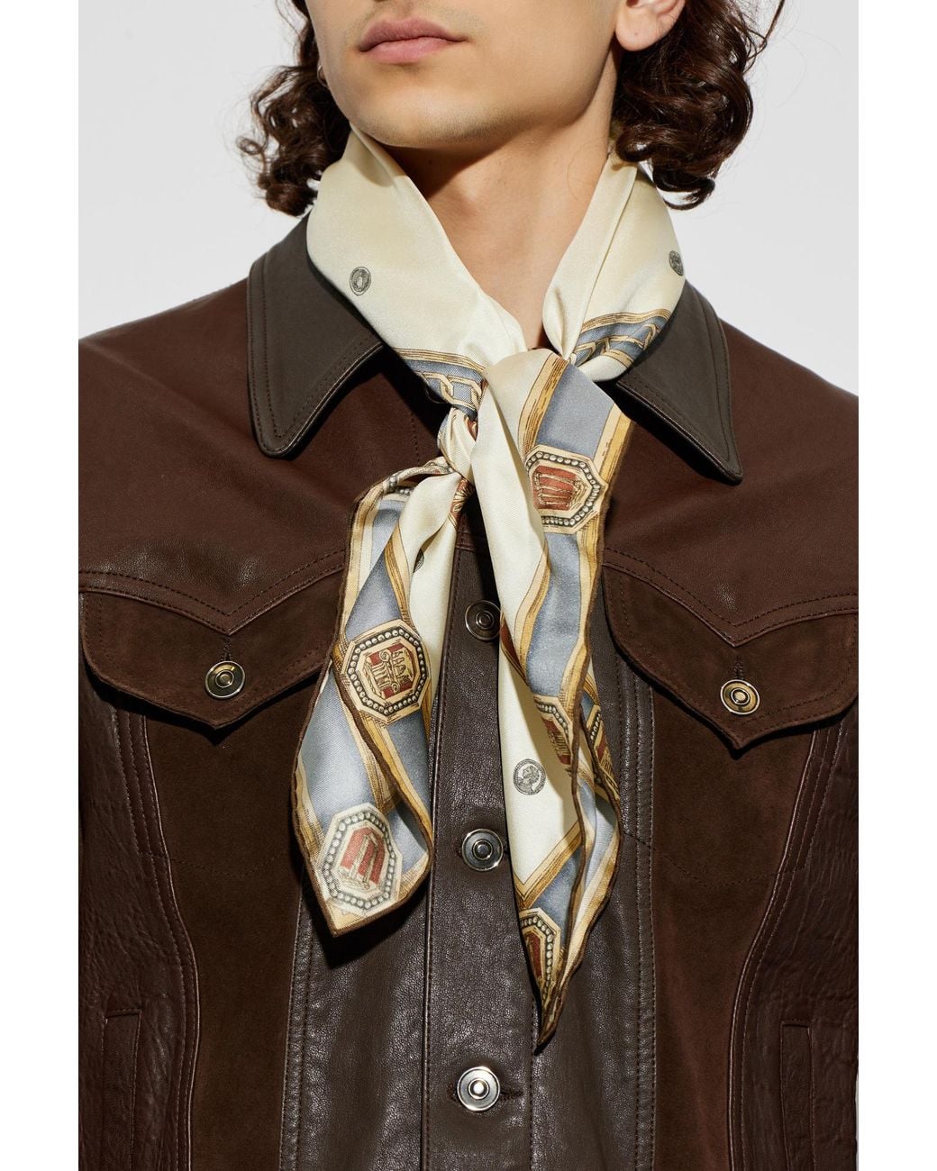 Versace Natural Silk Scarf With "The Ringmaster" Print
