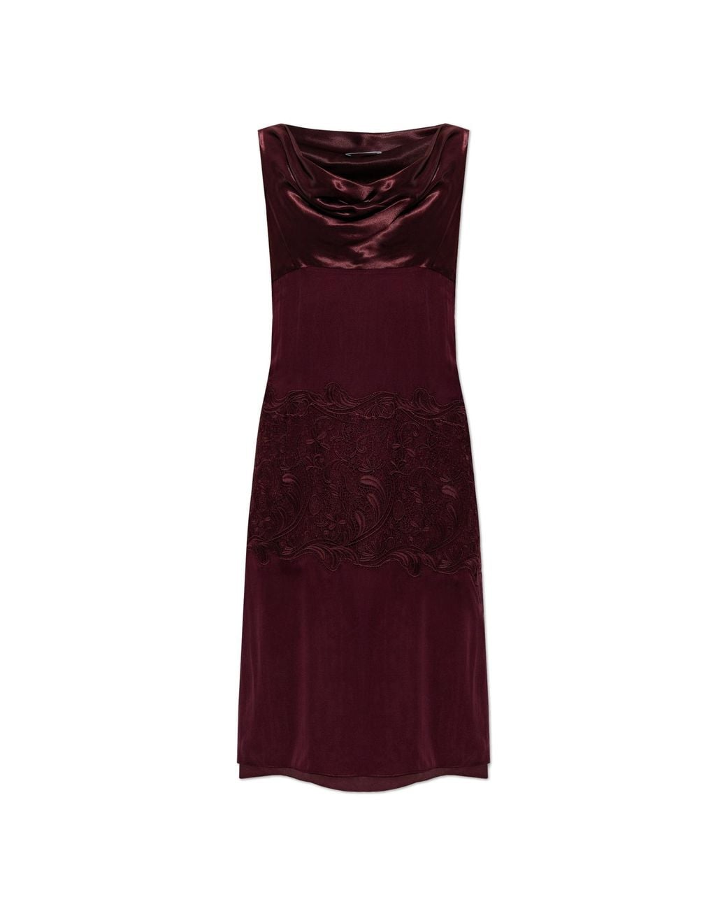Ferragamo Purple Lace-Panel Midi Dress