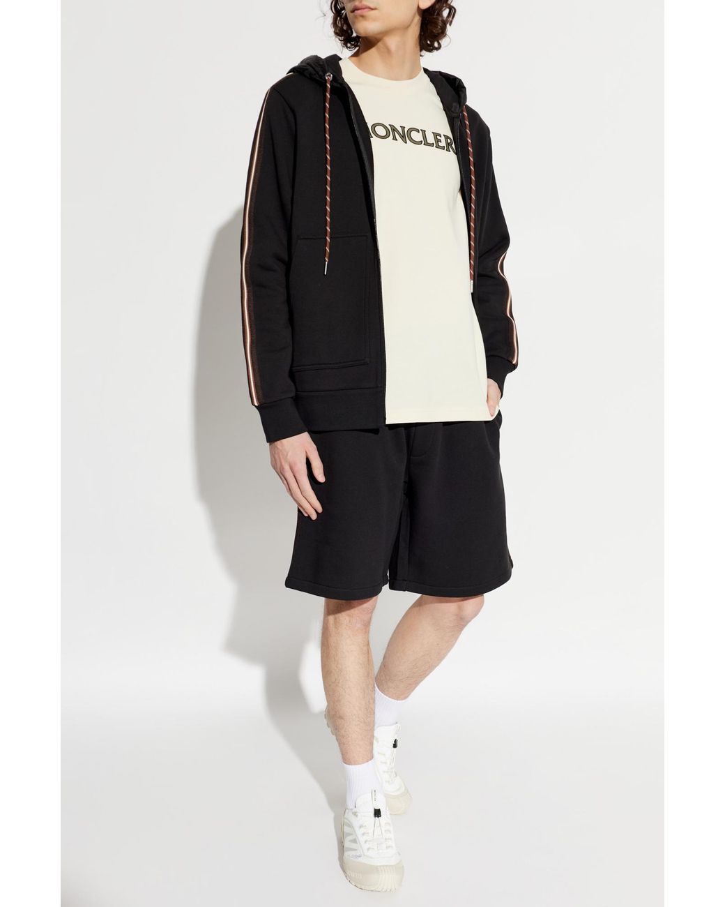 Moncler White T-Shirt With Embroidered Logo for men