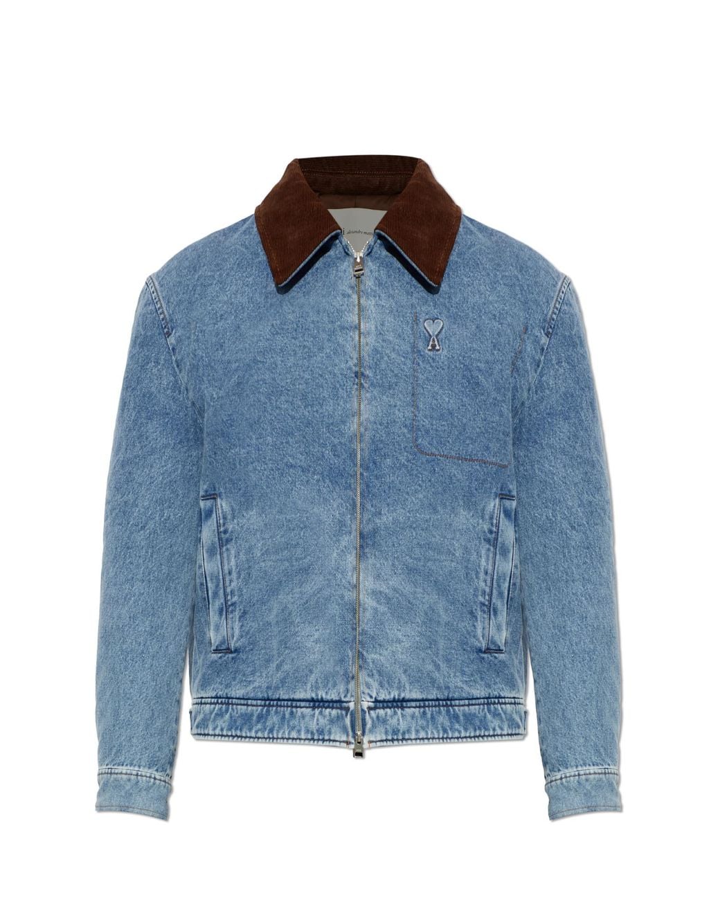 AMI Blue Logo Denim Jacket for men