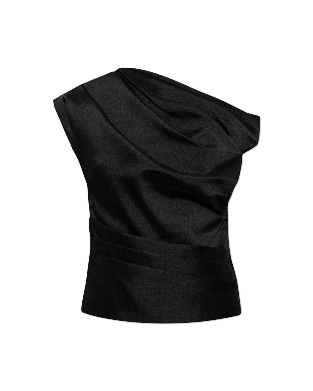 Self-Portrait Black Draped Taffeta Top