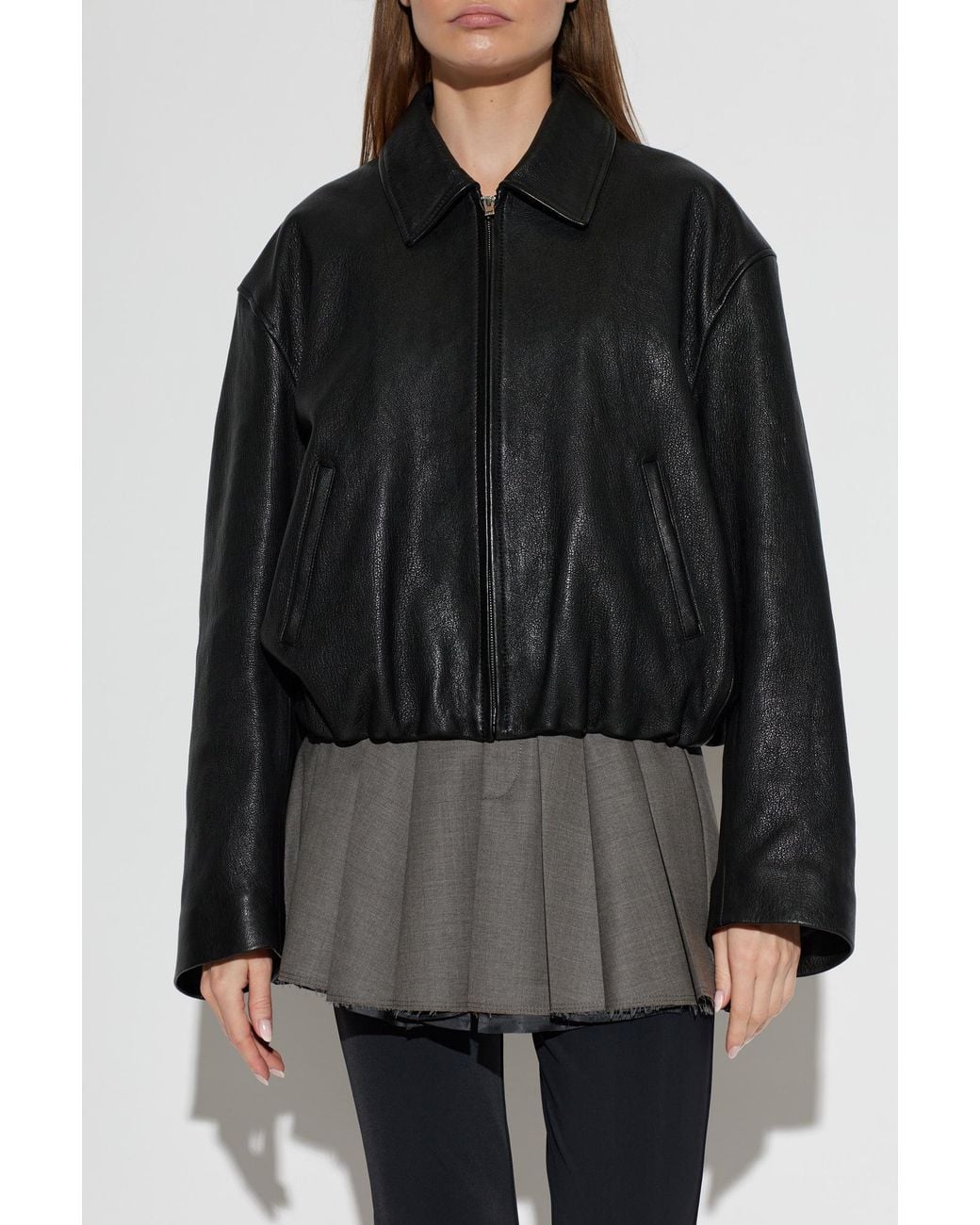 Acne Black Leather Jacket With Pockets