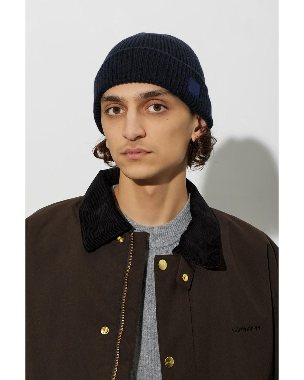 Paul Smith Blue Beanie With Stitched Logo for men
