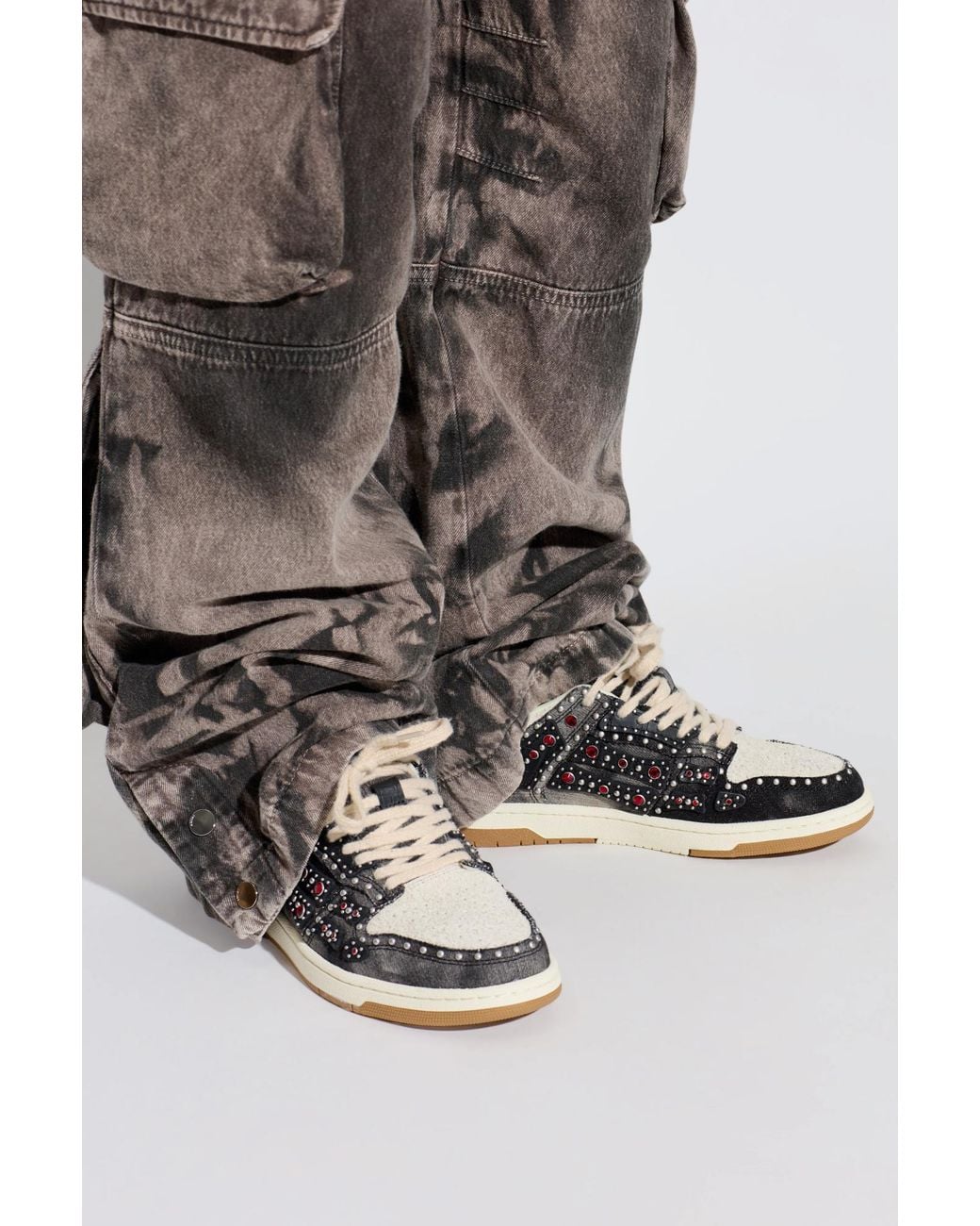 Amiri Black 'Stud Skel Top Low' Sports Shoes for men