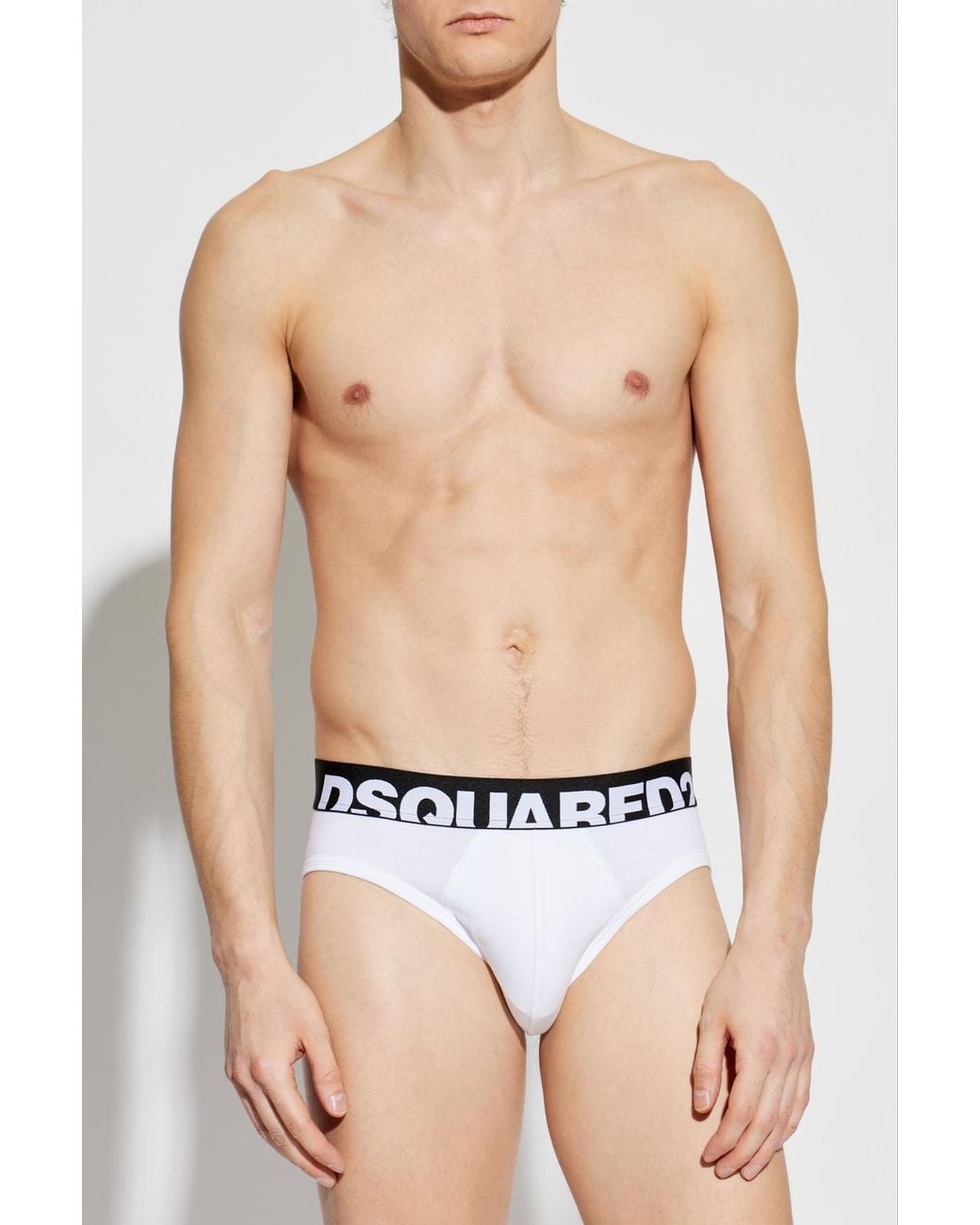 DSquared² White Cotton Briefs With Logo for men