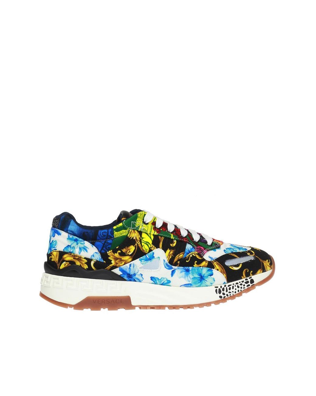 Versace Barocco Print Mix Achilles Sneakers in Blue for Men Lyst UK