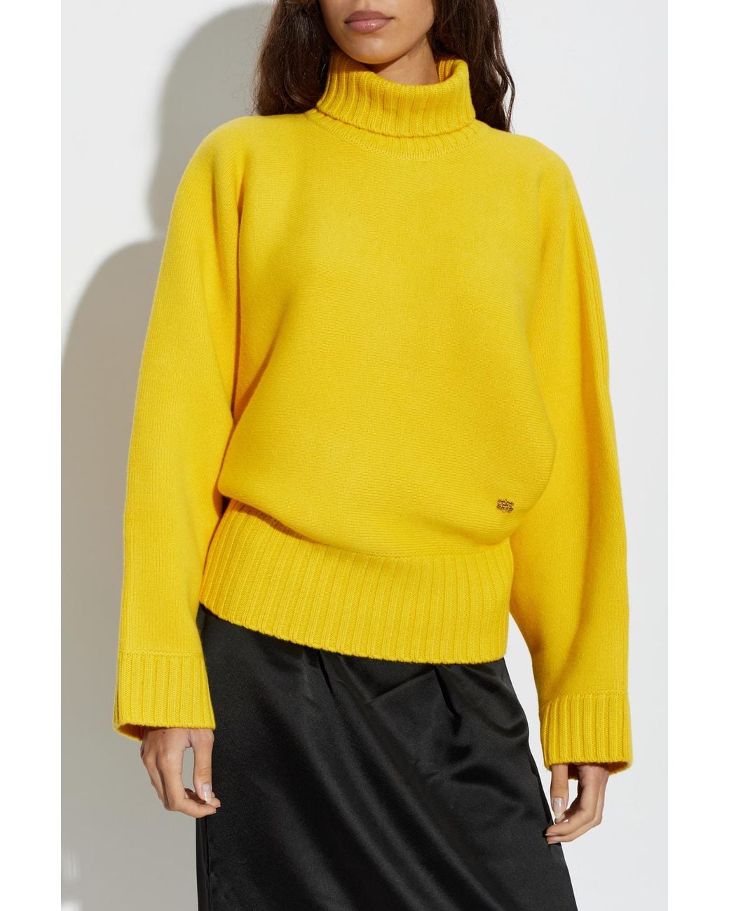 Ganni Yellow Wool Turtleneck Sweater