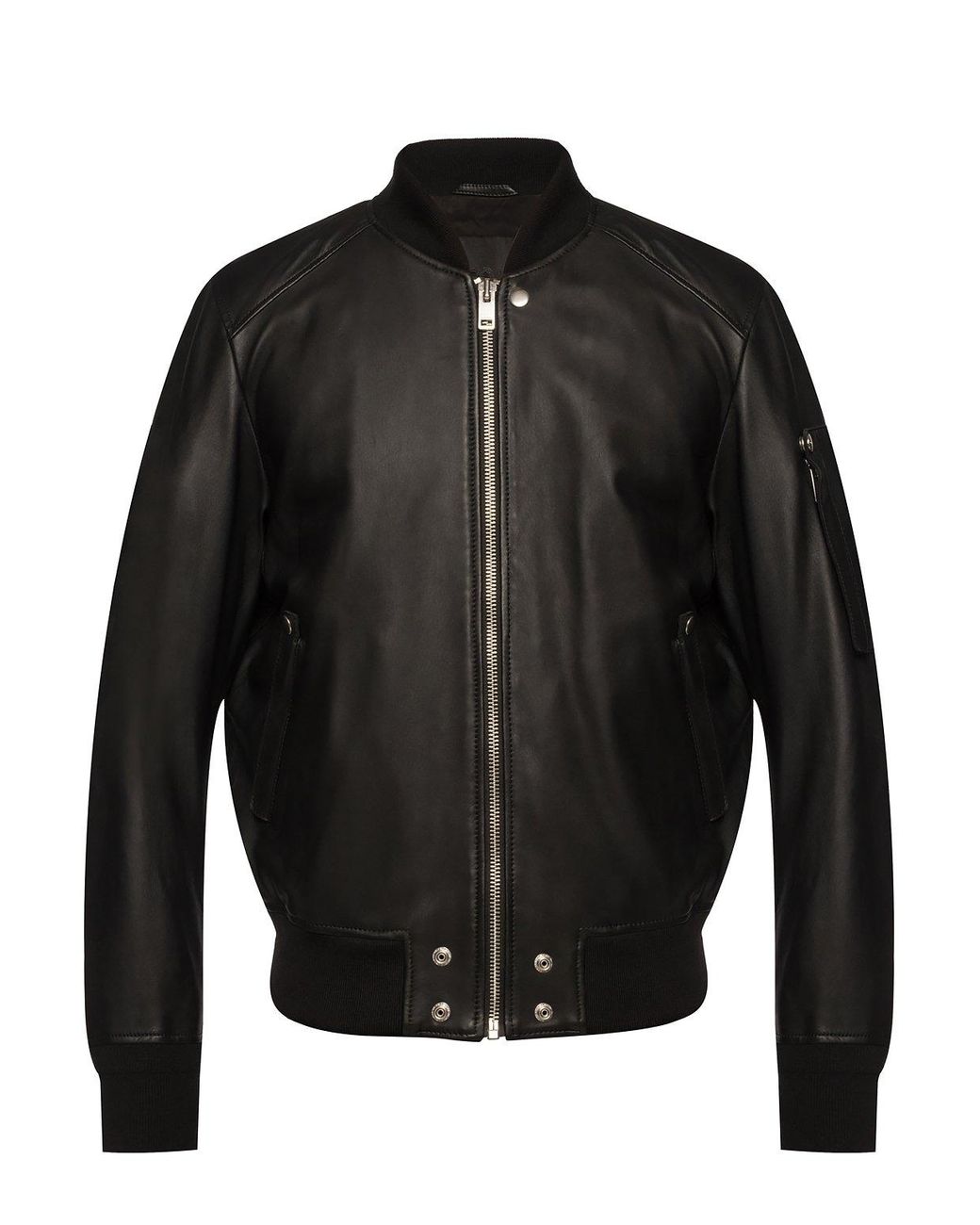 DIESEL Leather Bomber Jacket Black for Men - Lyst