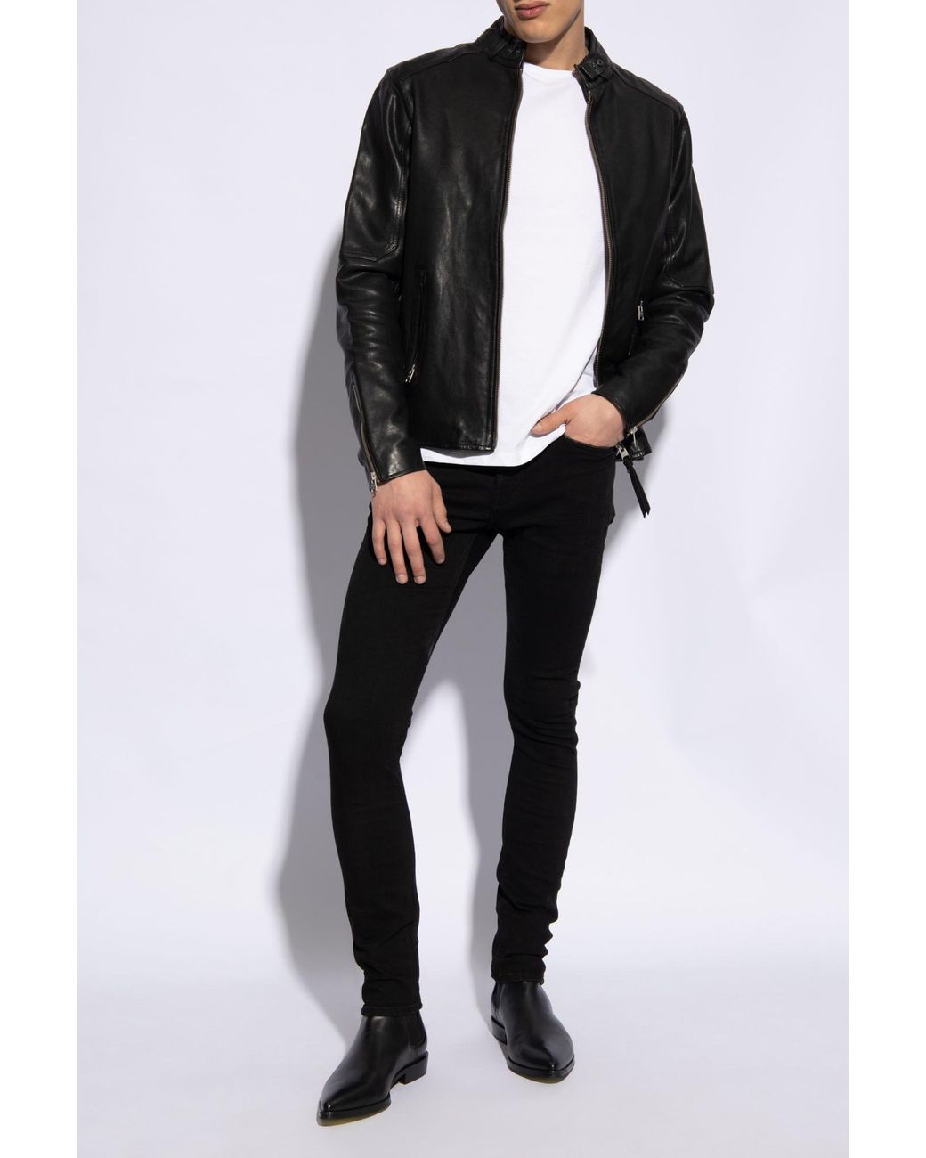 AllSaints White Long-Sleeved 'Brace' T-Shirt for men
