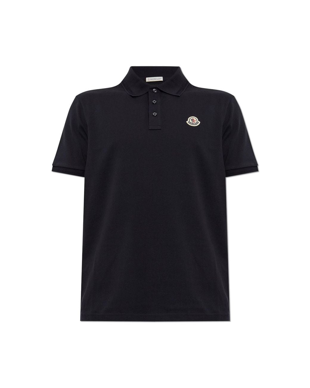 Moncler Black Polo With Logo Patch for men