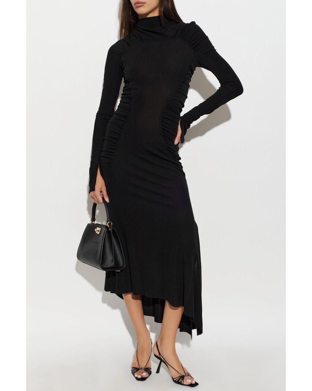 Victoria Beckham Black Asymmetrical Dress With Draping