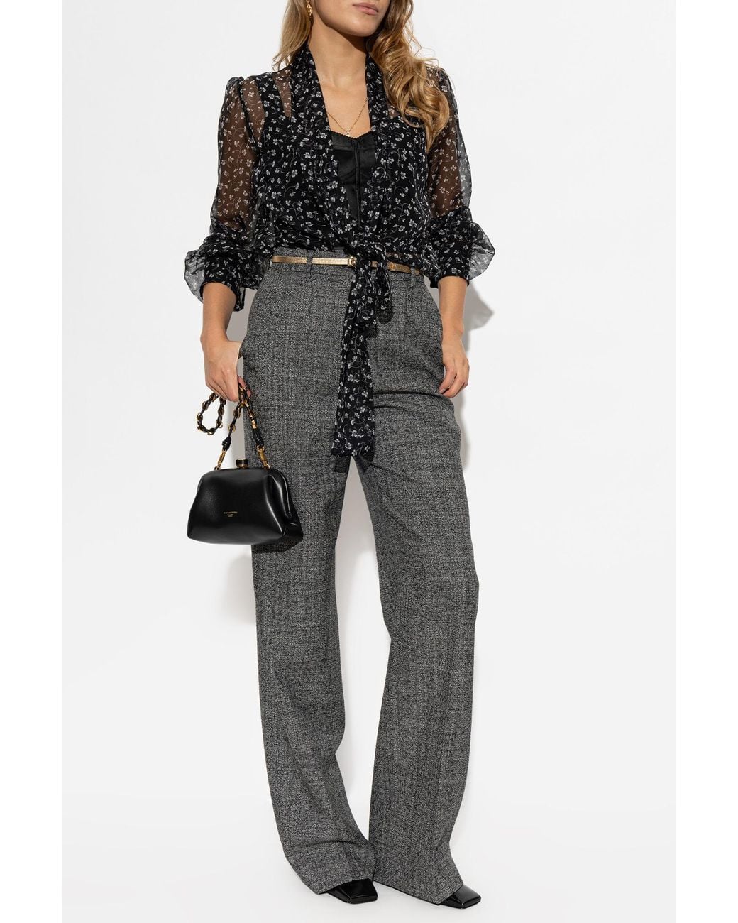 Dolce & Gabbana Black Silk Shirt With Floral Motif
