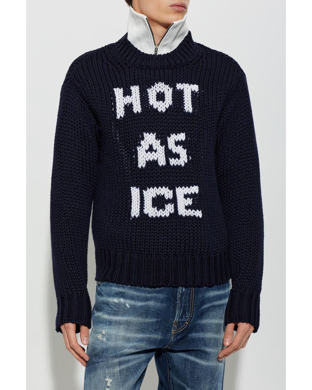 DSquared² Blue Wool Sweater for men