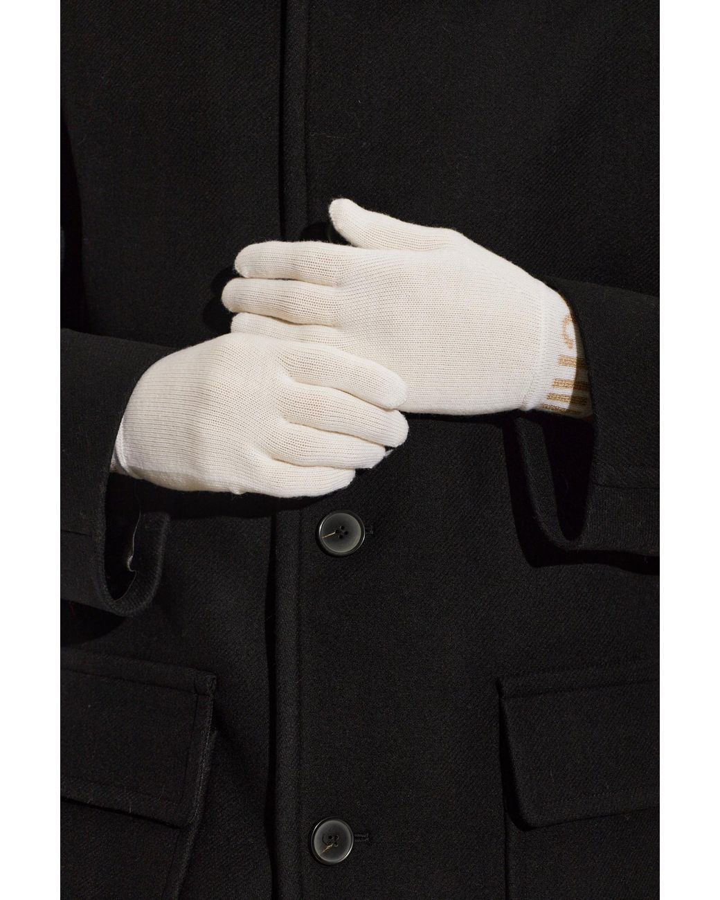 Moschino Black Gloves With Logo