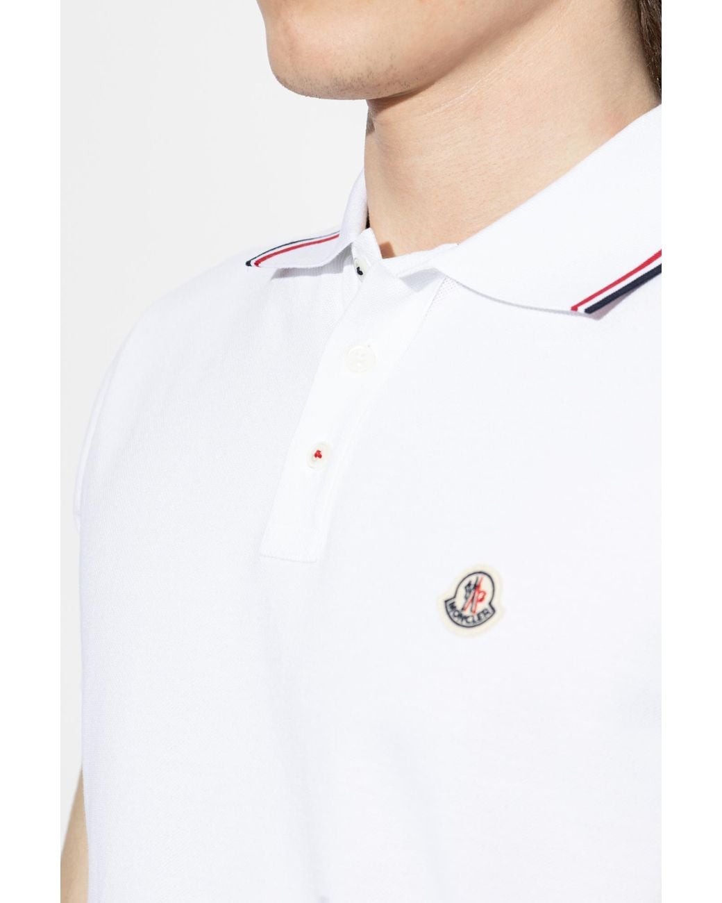 Moncler Blue Polo Shirt With Logo Patch for men