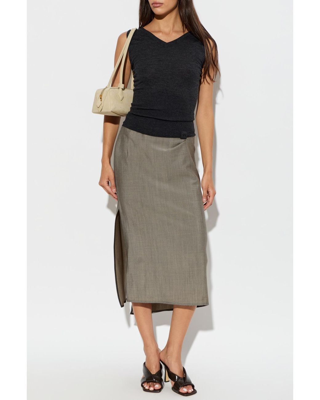 Victoria Beckham Black Wool Top With V-Neck