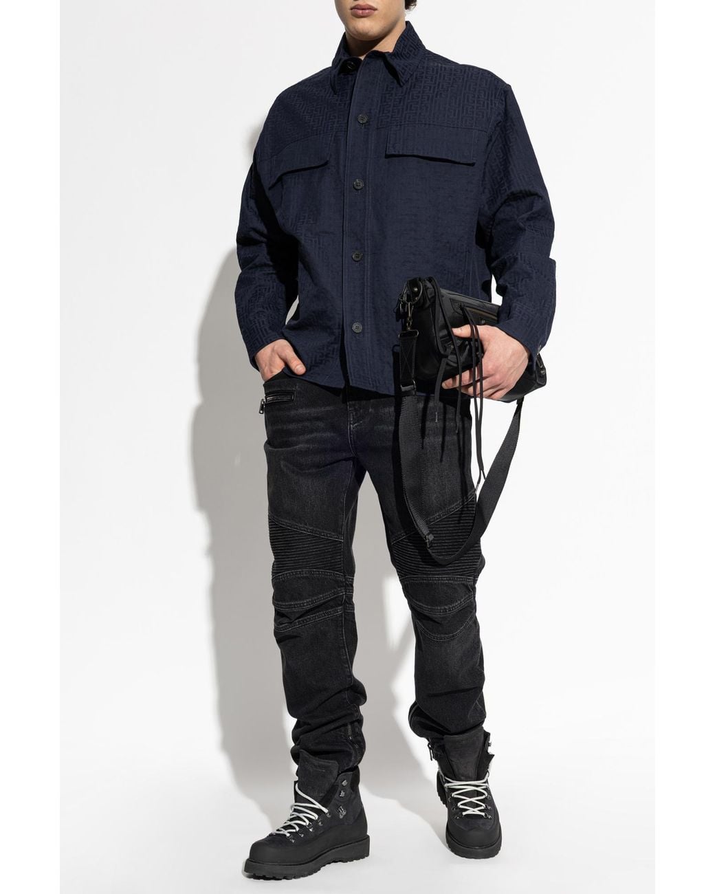 Balmain Blue Monogram Jacket for men