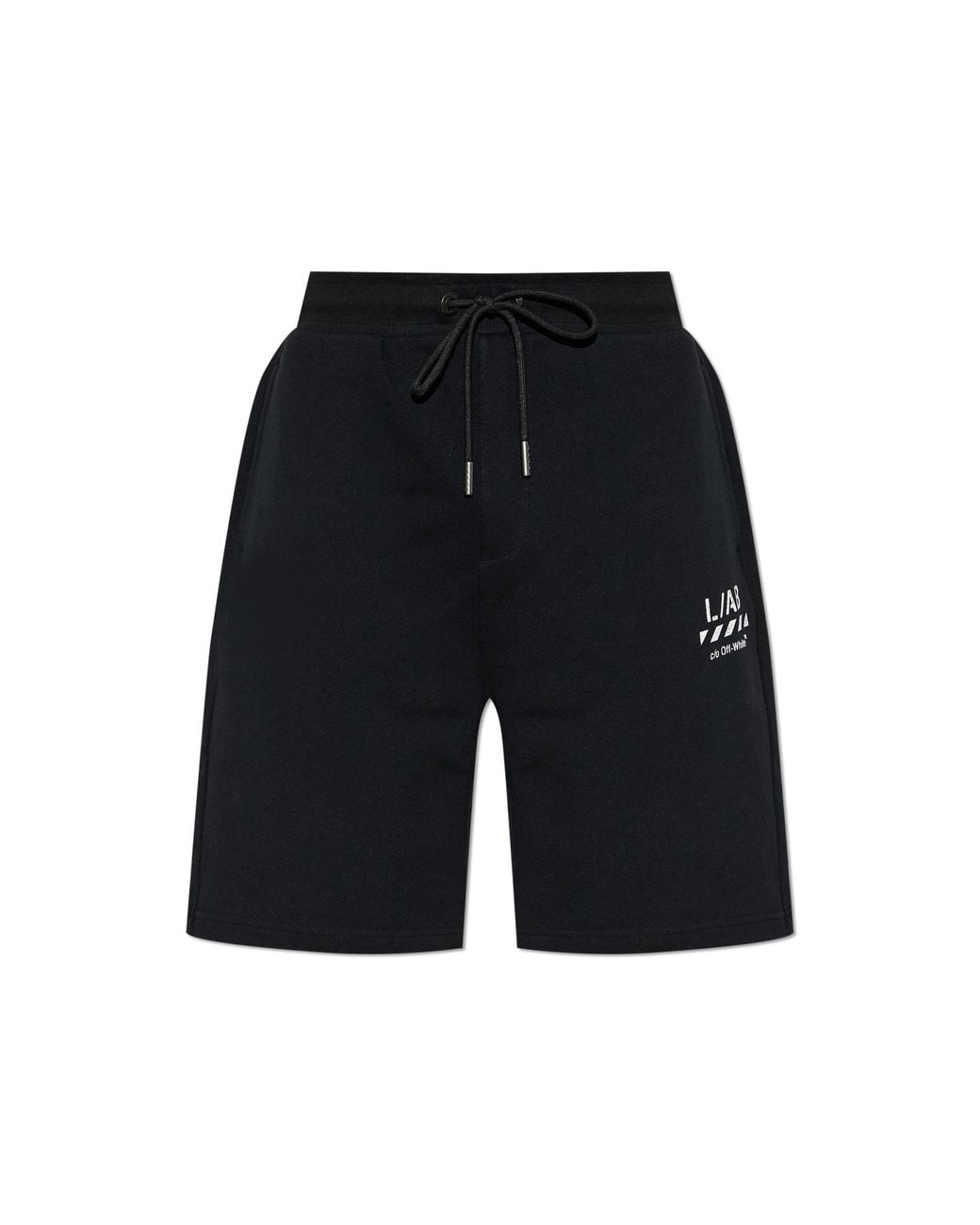 LAB C.O. OFF WHITE Blue Sweat Shorts With Printed Logo for men