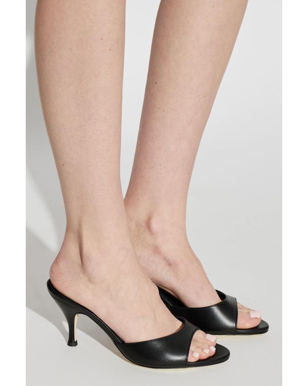 Aeyde Black Heeled Mules "Samia"