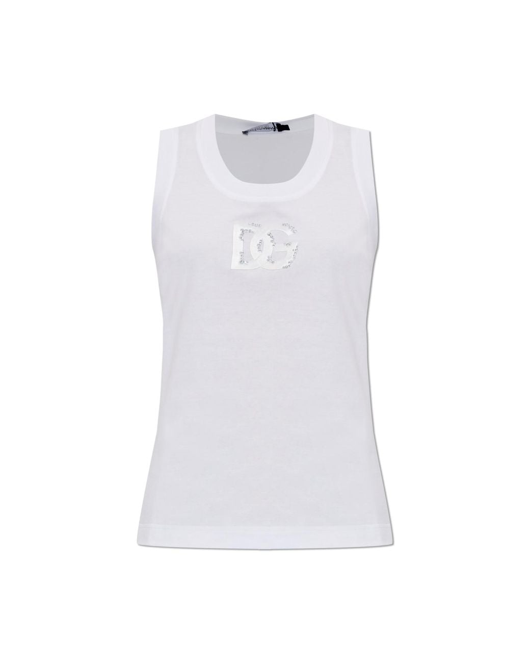 Dolce & Gabbana White Top With A Shimmering Logo