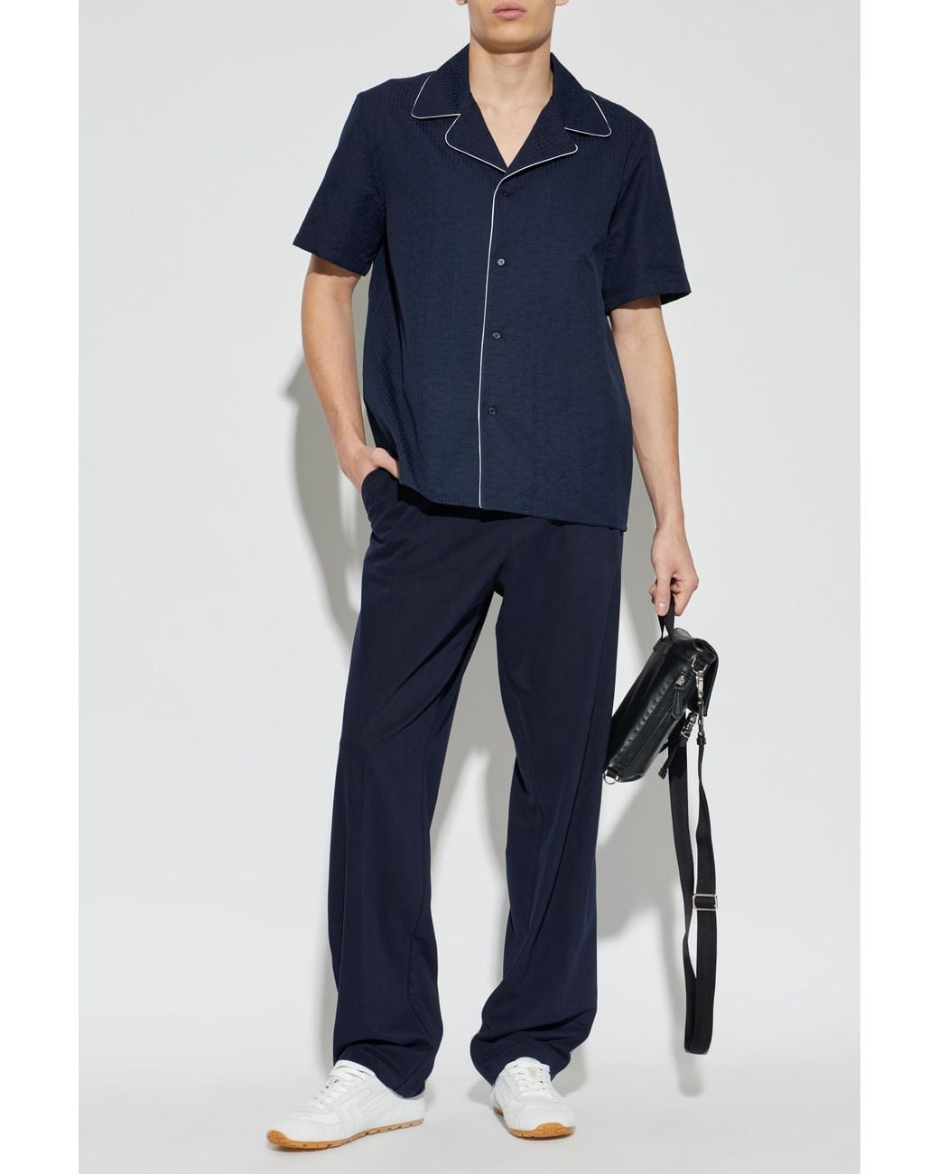 Balmain Blue Shirt With Monogram for men