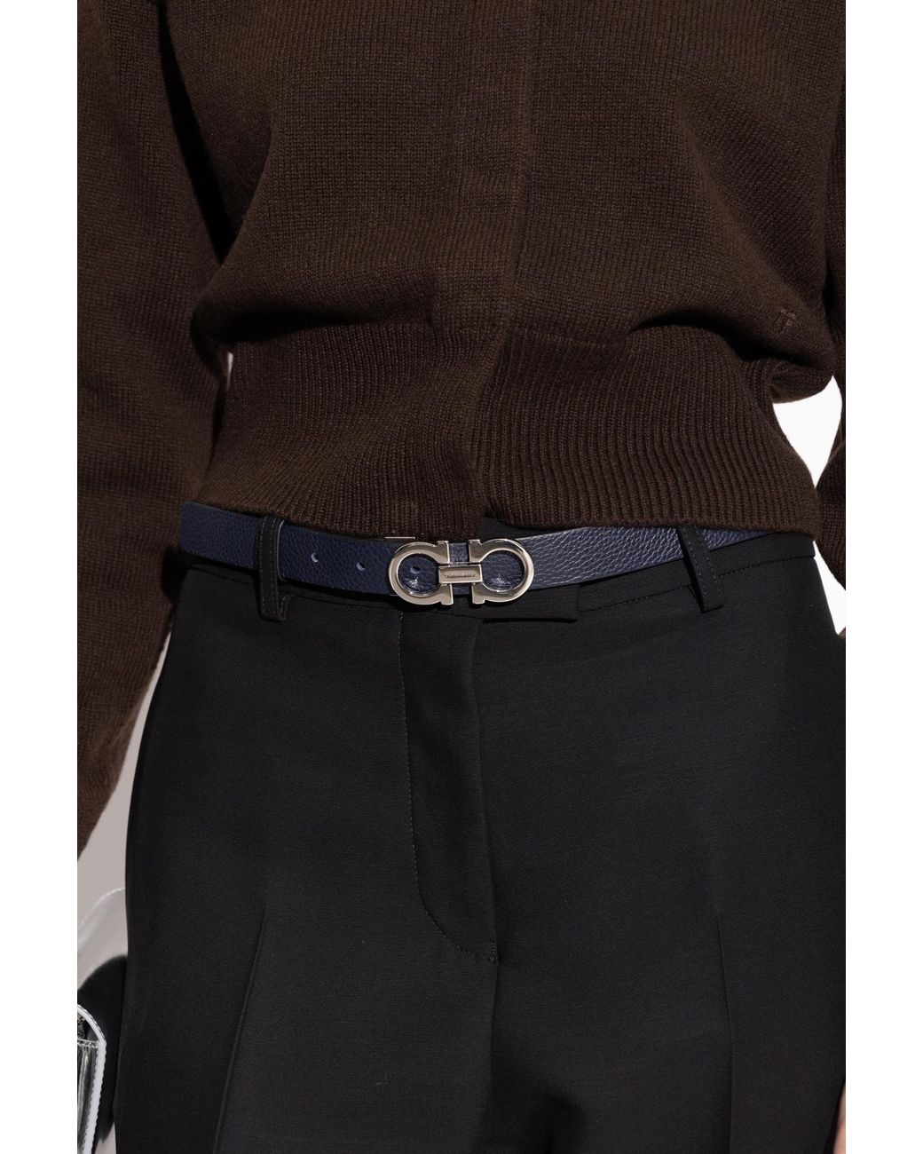 Ferragamo Black Leather Belt