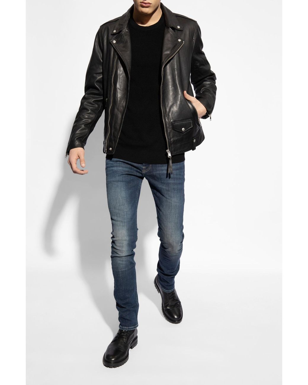 AllSaints Black 'Milo' Biker Jacket for men