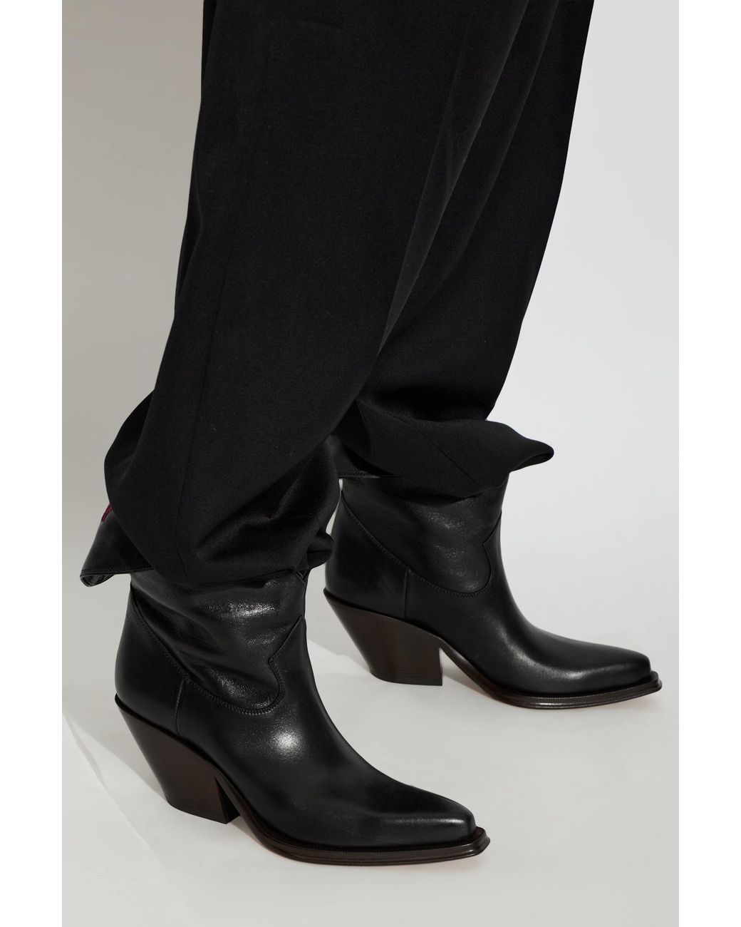 Chloé Black 'Azelan' Leather Cowboy Boots